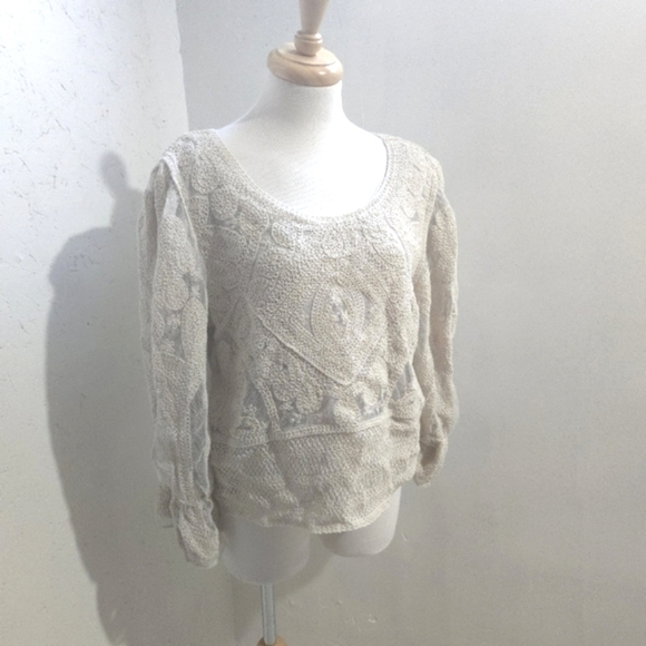 Ultra pink | Cream Textured layered cottagecore Sweater - Picture 1 of 10